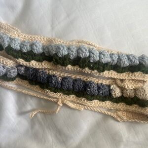 Handmade Crochet tulips Headband with Neutral and Blue Tones